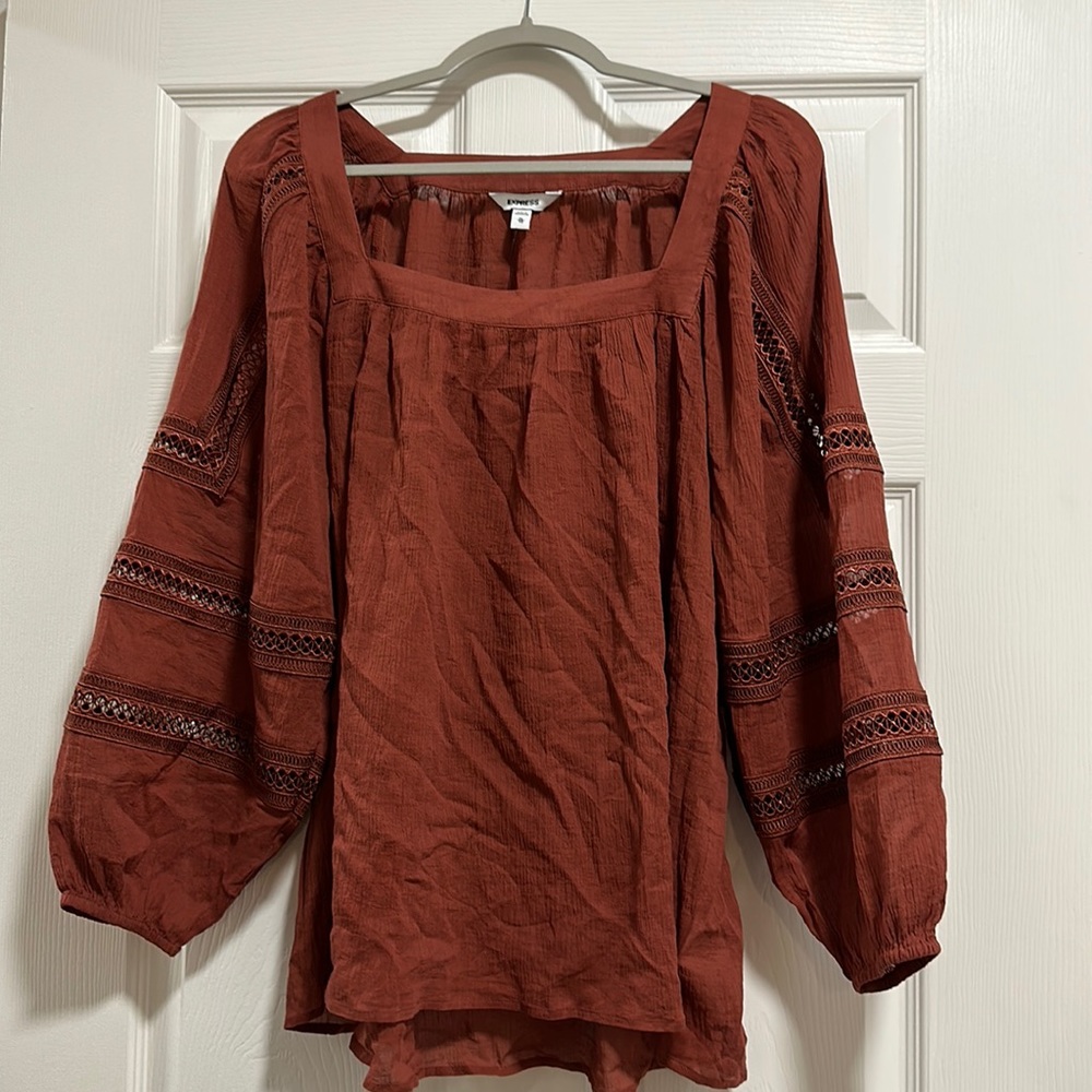 Brand new Express blouse!! Size xl. Amazing crochet detailing in the sleeves